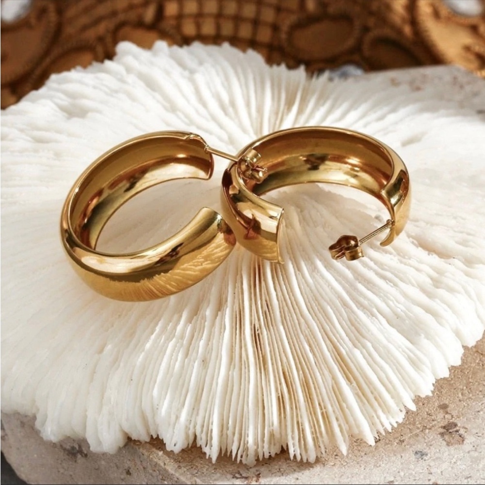 Chunky Gold Hoops View 2